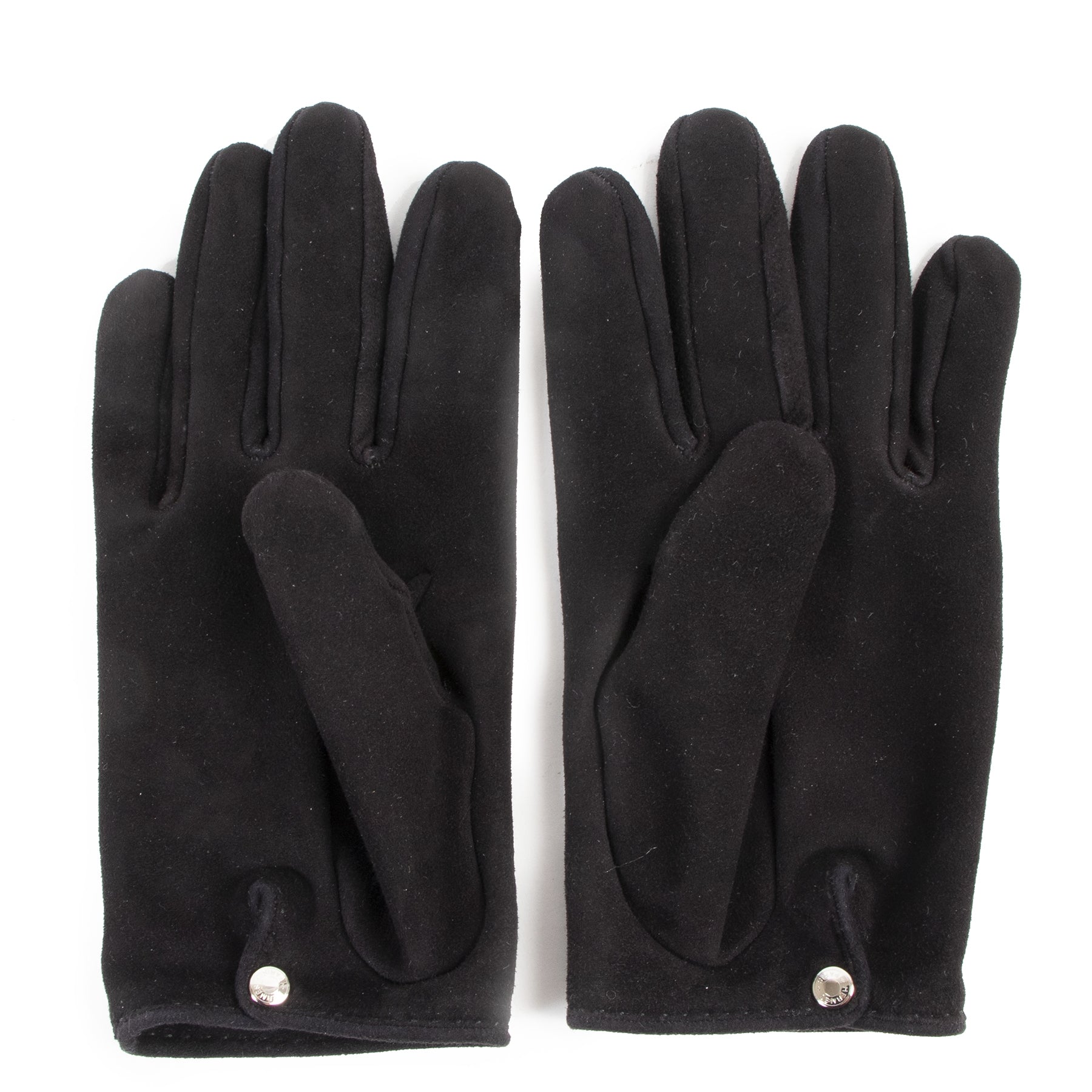 Authentieke Tweedehands Hermès Black Suede Gloves juiste prijs veilig online shoppen luxe merken webshop winkelen Antwerpen België mode fashion