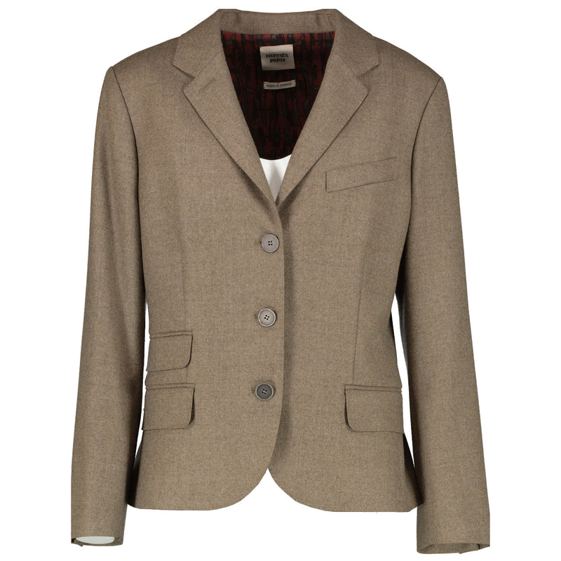 Hermès Taupe Wollen Blazerjasje - Maat FR38