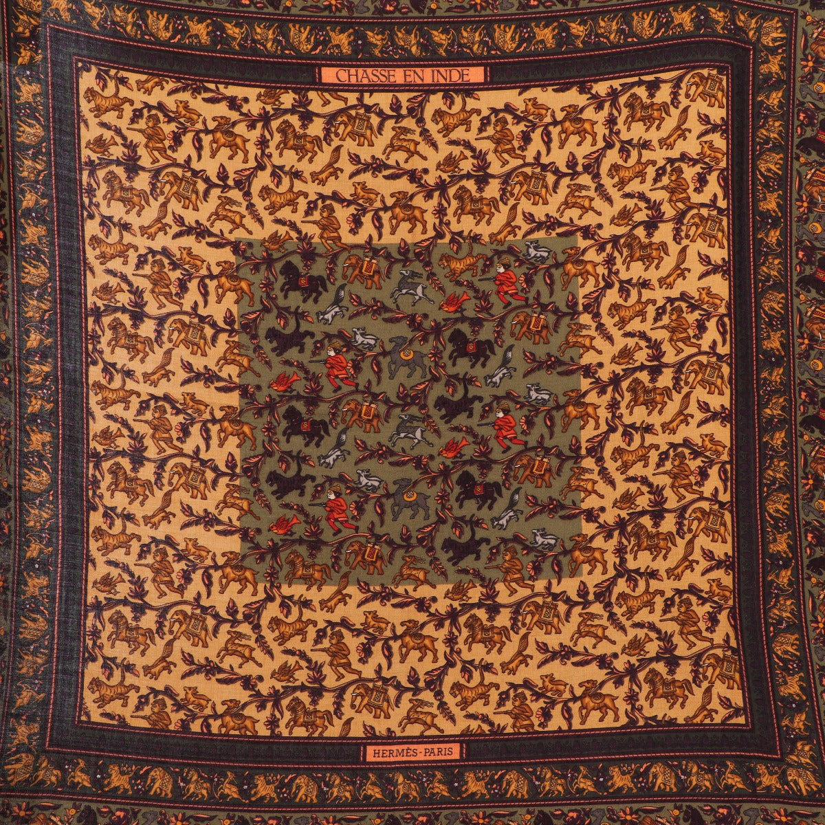 Hermès Brown Chasse En Inde Cashmere/Silk Scarf – Labellov