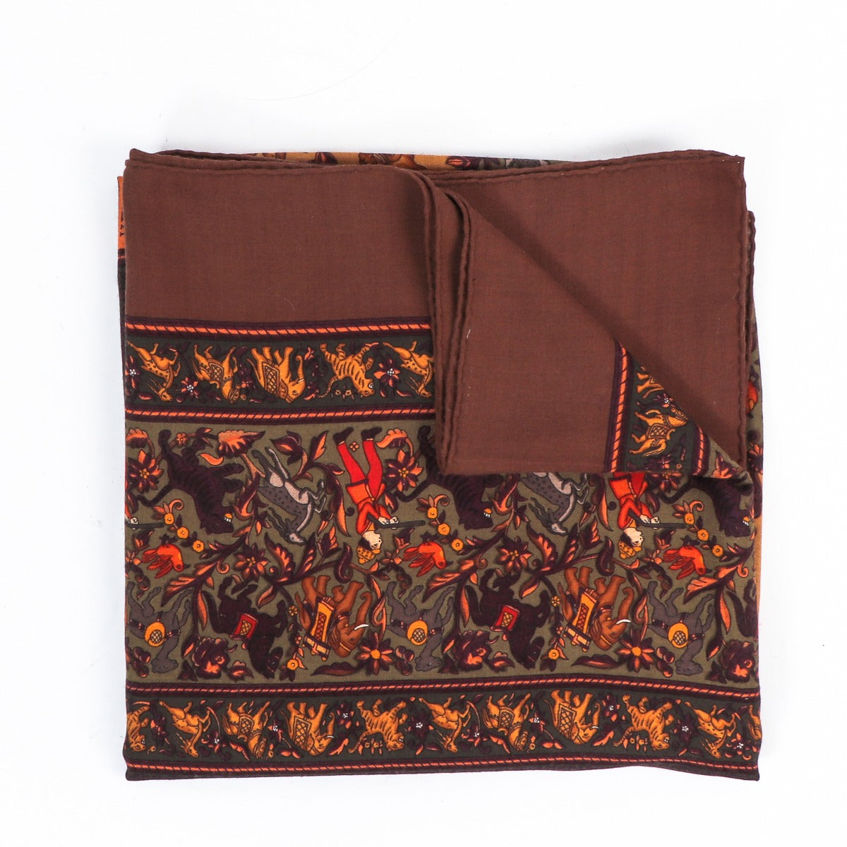 Hermès bruine Chasse En Inde kasjmier/zijden sjaal
