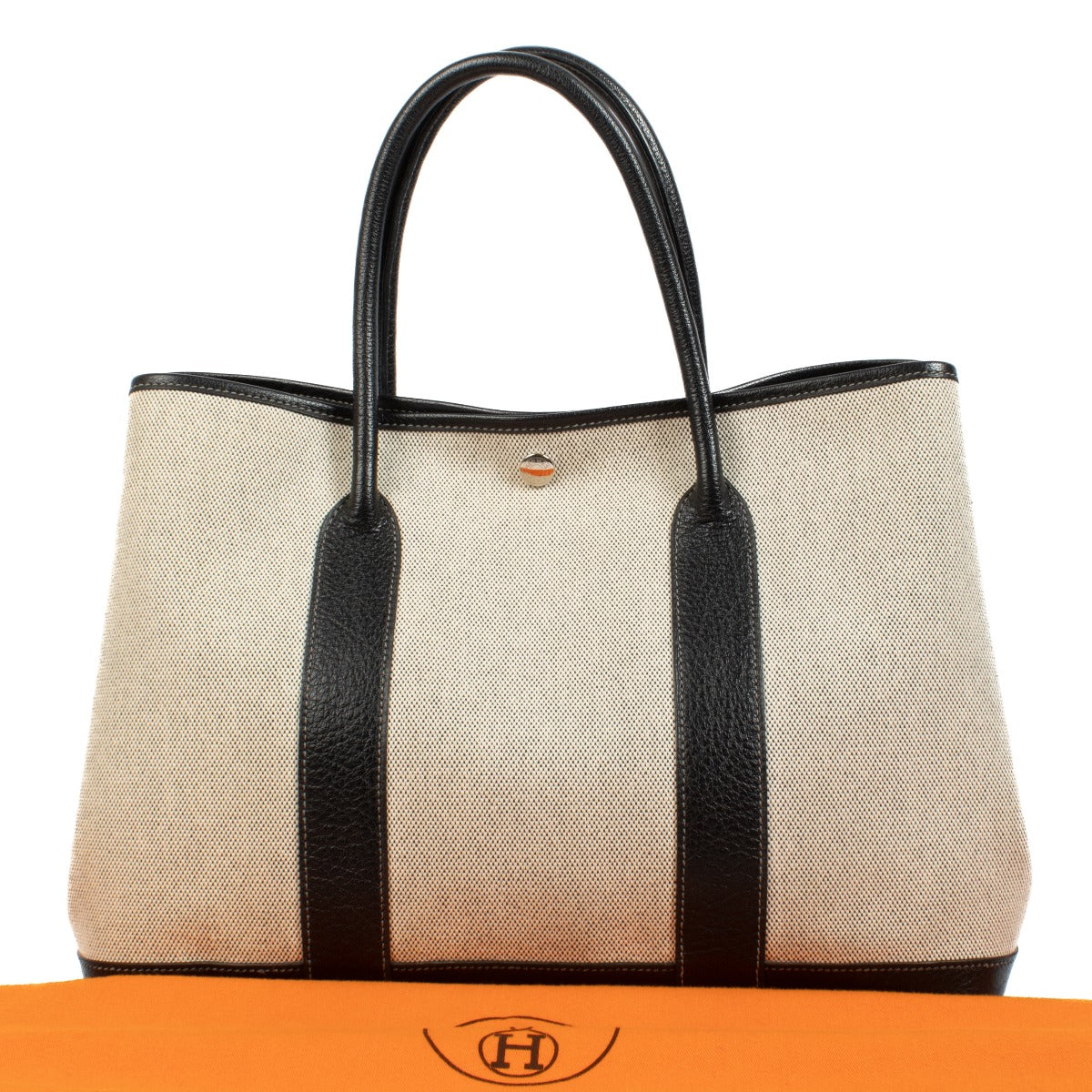 Hermès Garden Party 36 Ecru/Black Toile H/Buffalo PHW