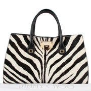 Jimmy Choo Black and White Zebra Print Tote Bag