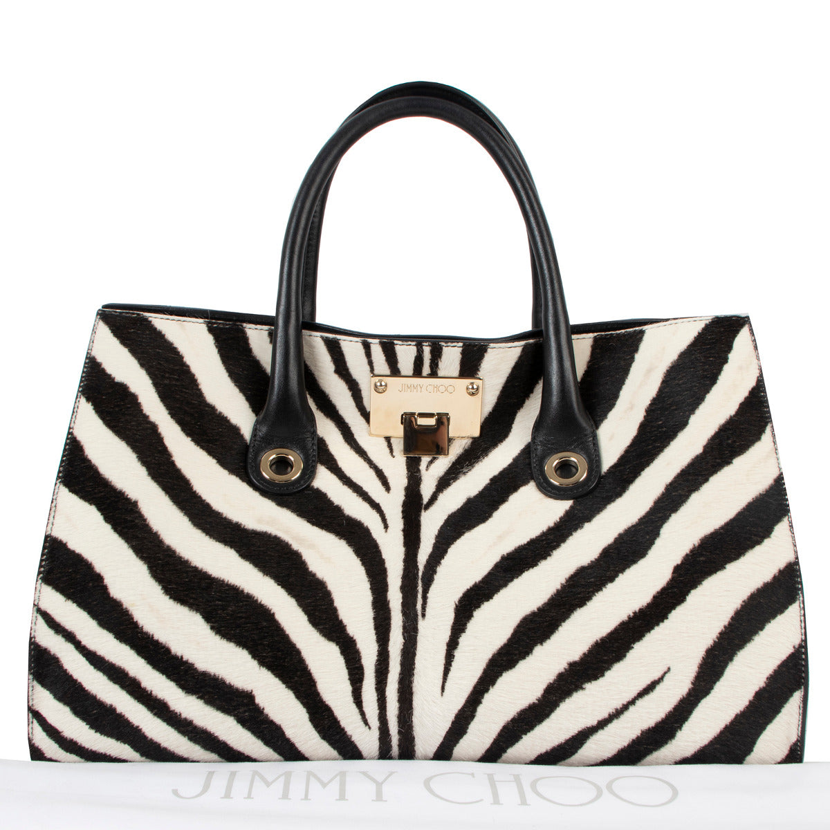 Jimmy Choo Black and White Zebra Print Tote Bag