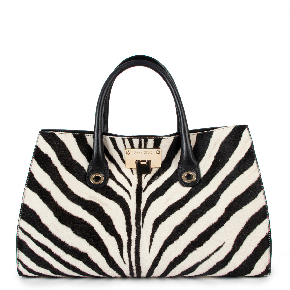 Jimmy Choo Black and White Zebra Print Tote Bag for the best price at Labellov secondhand luxury in Antwerp