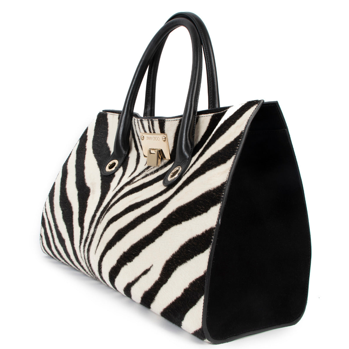 Jimmy Choo Black and White Zebra Print Tote Bag