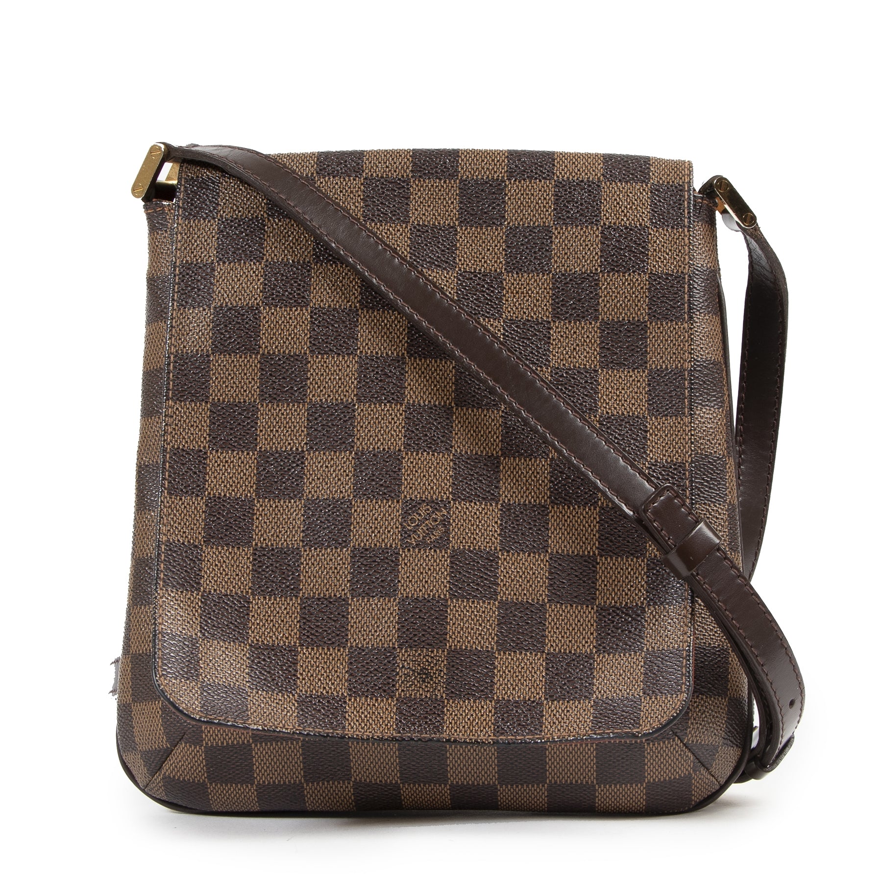 Authentieke Tweedehands Louis Vuitton Damier Ebene Musette Salsa PM Bag juiste prijs veilig online shoppen luxe merken webshop winkelen Antwerpen België mode fashion