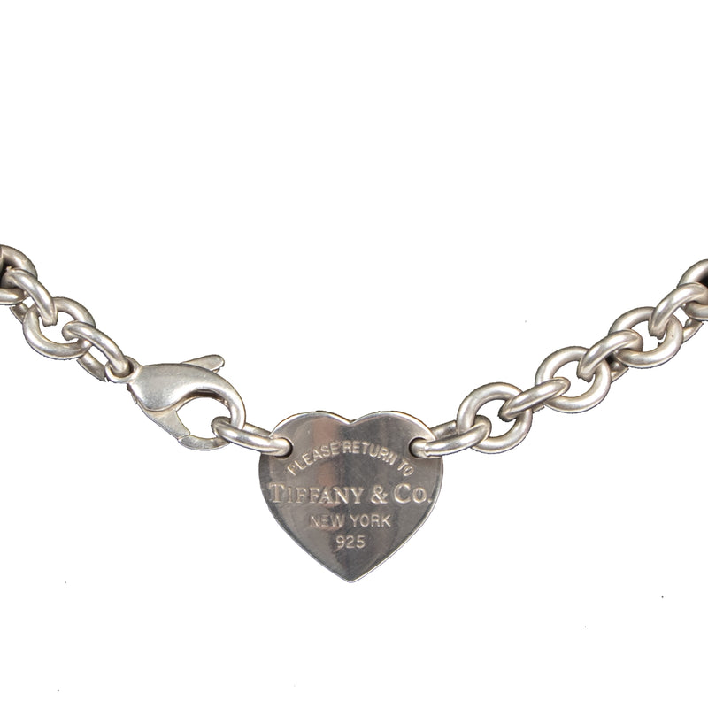 Authentieke Tweedehands Tiffany & Co Silver Heart Tag Choker Necklace juiste prijs veilig online shoppen luxe merken webshop winkelen Antwerpen België mode fashion