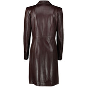 Saint Laurent Brown Leather Long Coat