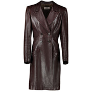 Saint Laurent Brown Leather Long Coat