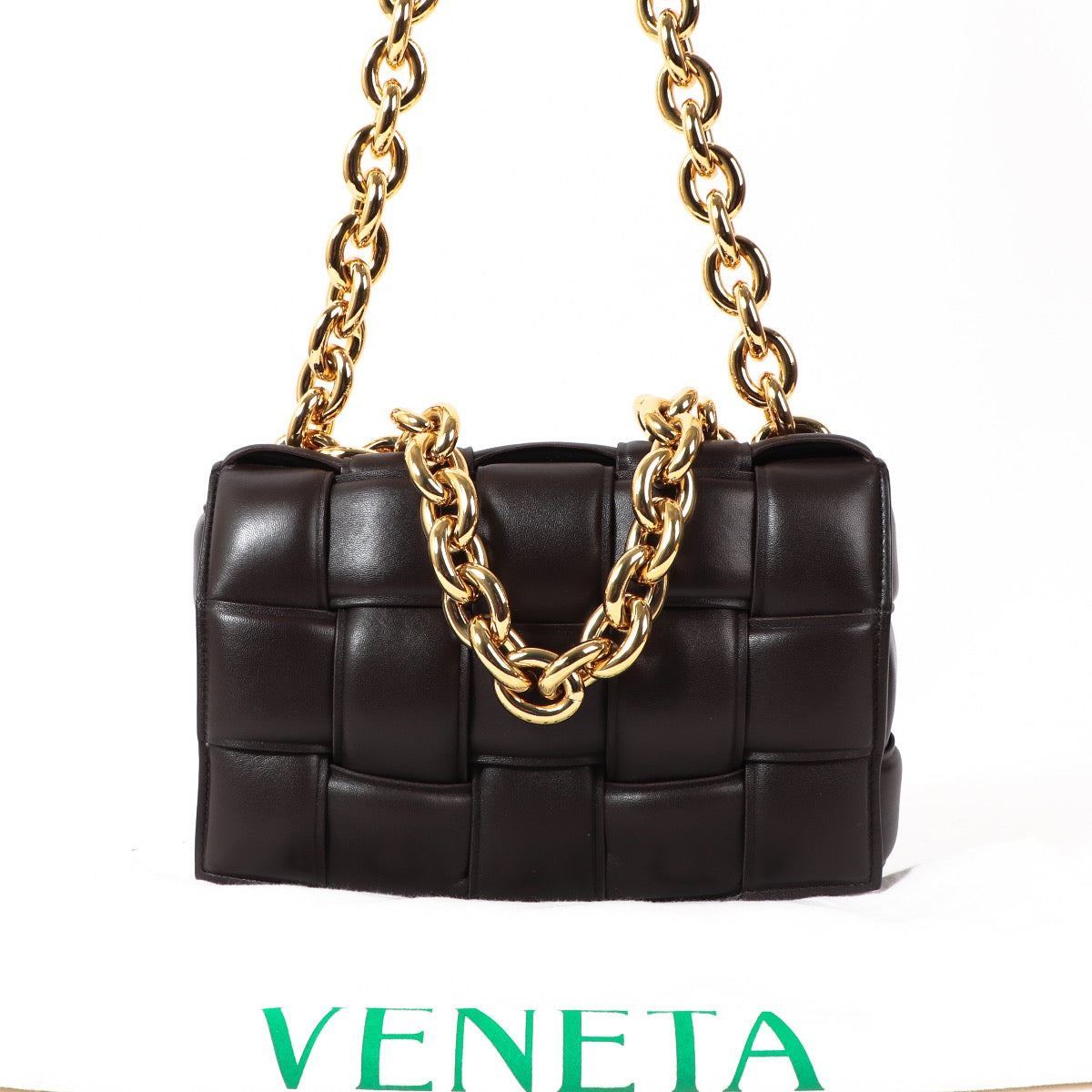 Buy an authentic Bottega Veneta Brown Lambskin Leather Chain Cassette Crossbody Bag in as new condition at Labellov in Antwerp.