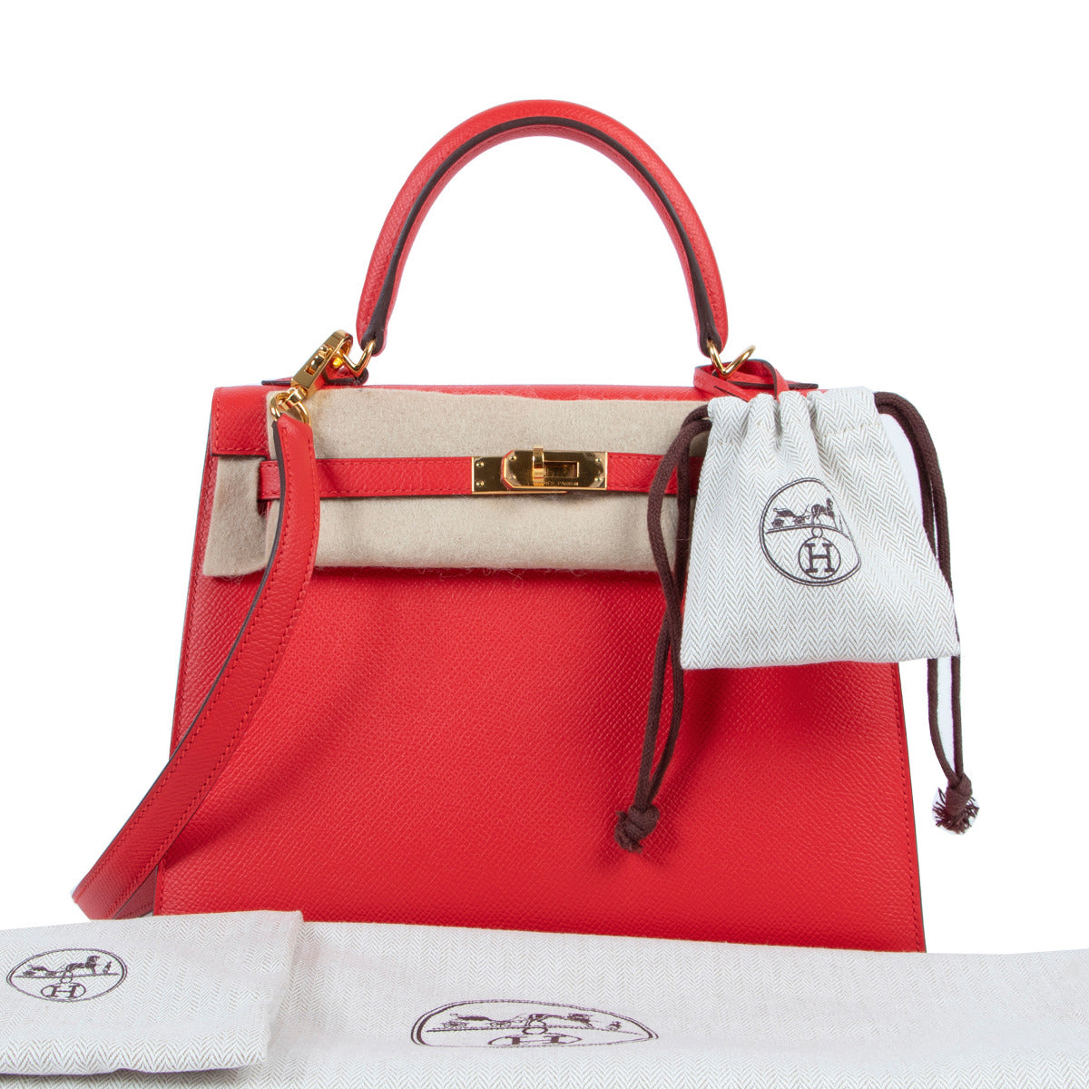 Hermès Kelly 25 Rouge Tomate Epsom GHW