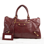 Authentic secondhand Balenciaga Bordeaux Giant City Bag designer bags fashion luxury vintage webshop safe secure online shopping