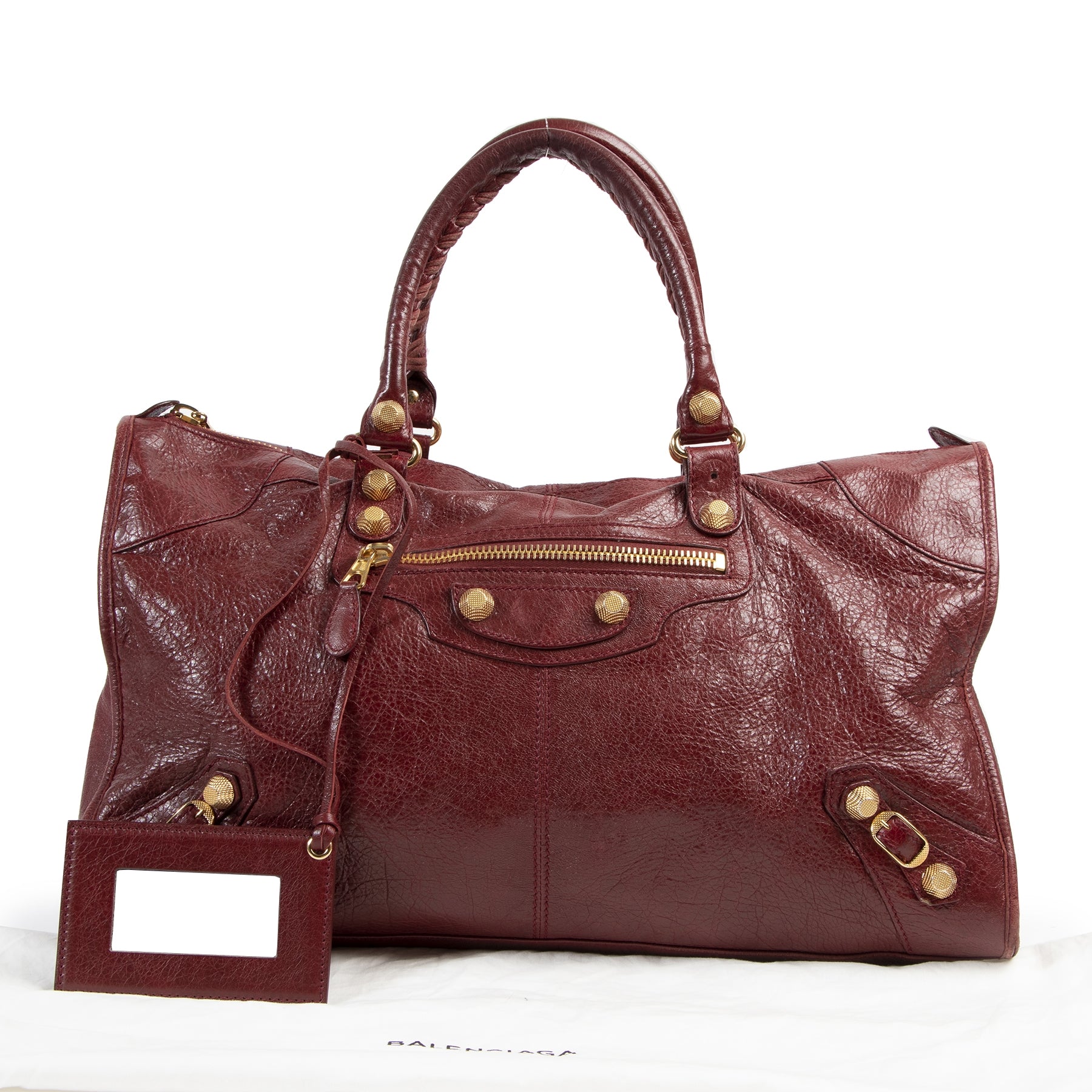 Authentic secondhand Balenciaga Bordeaux Giant City Bag designer bags fashion luxury vintage webshop safe secure online shopping