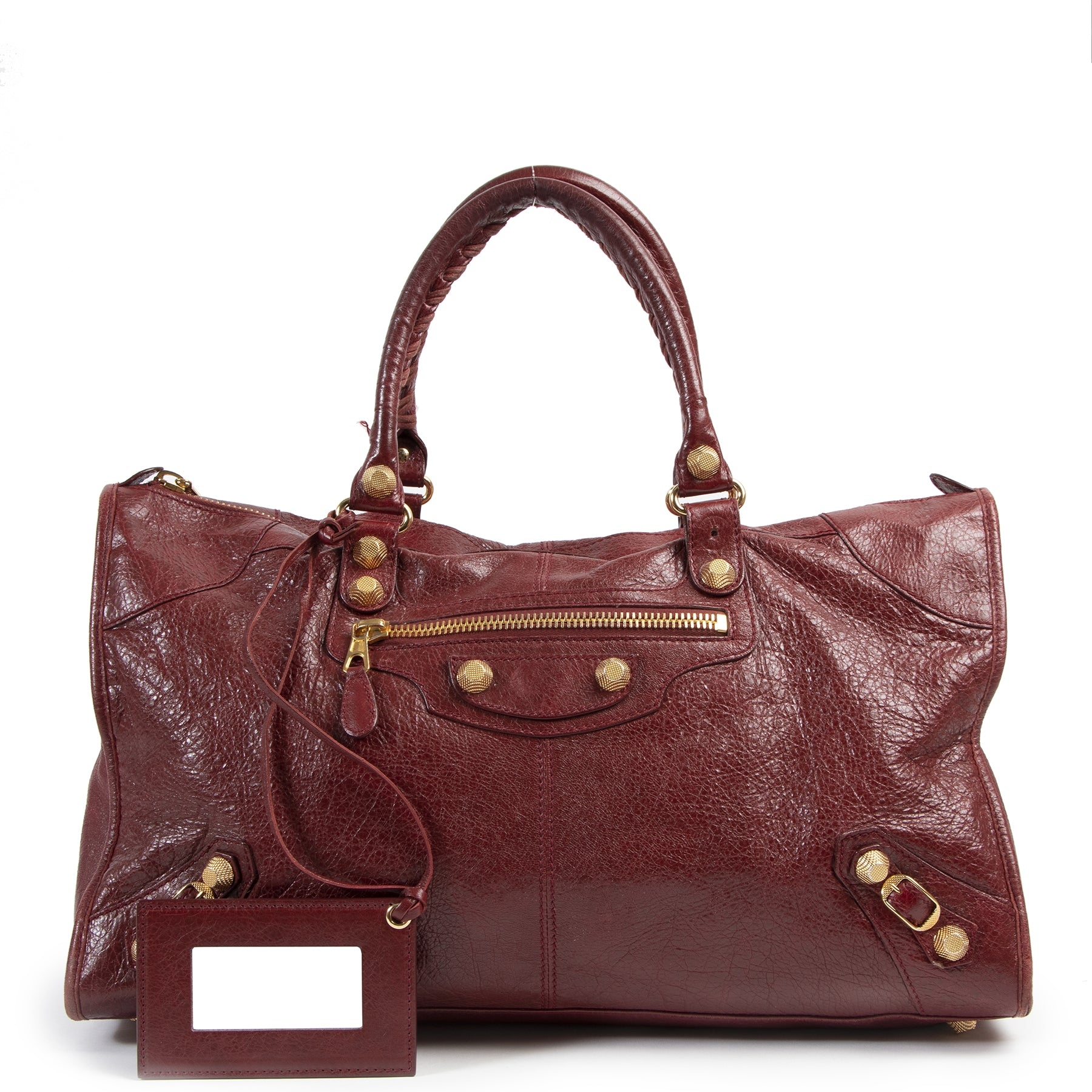 Authentieke Tweedehands Balenciaga Bordeaux Giant City Bag juiste prijs veilig online shoppen luxe merken webshop winkelen Antwerpen België mode fashion