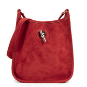 acheter en ligne seconde main Hermes Bordeaux Vespa Pm Suede Crossbody Bag