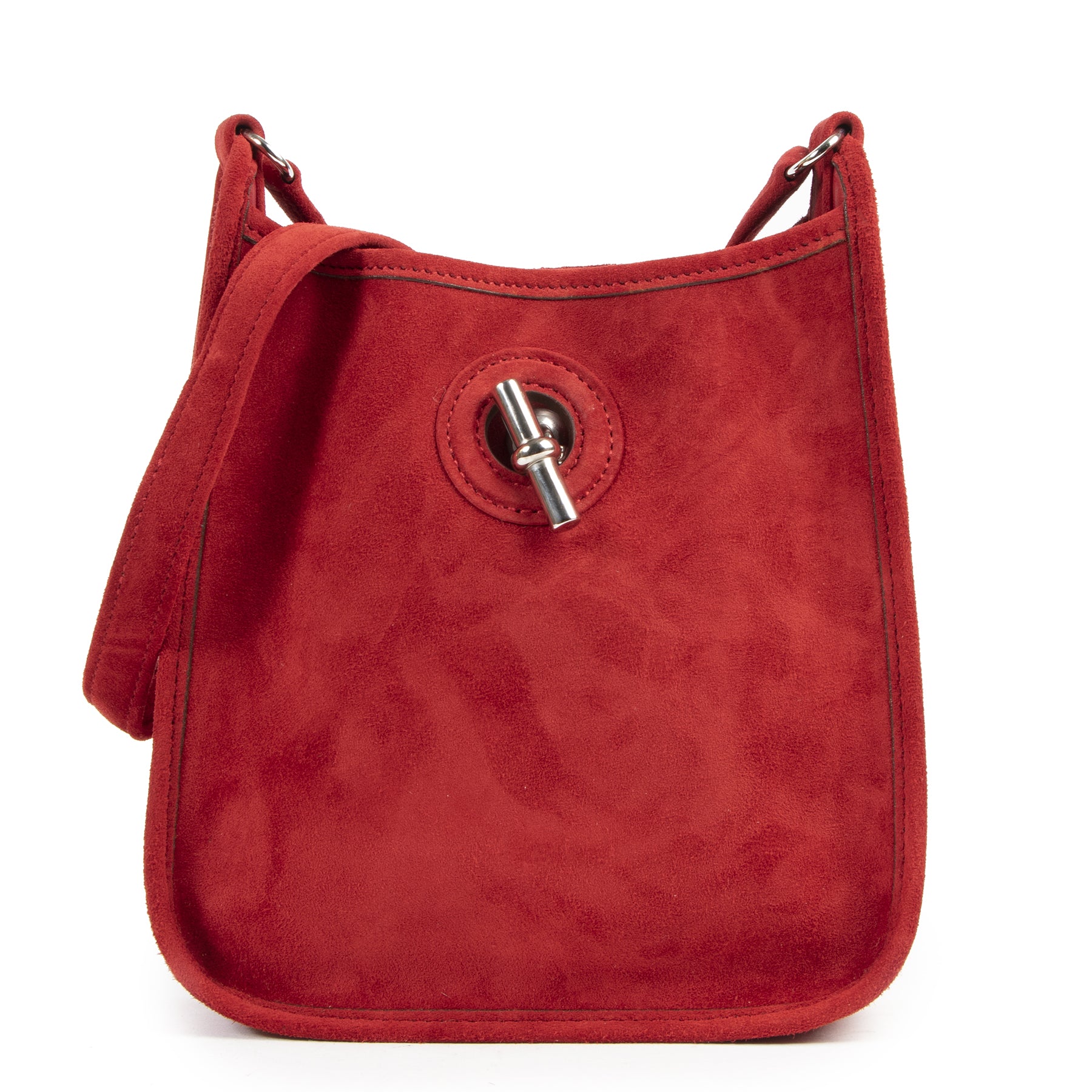 acheter en ligne seconde main Hermes Bordeaux Vespa Pm Suede Crossbody Bag