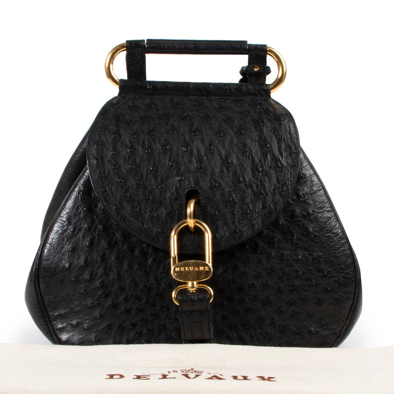 Buy this Delvaux Black Ostrich Cerceau Bag for a reasonable price at Labellov online or in store. Resell you designer items at Labellov Antwerp.