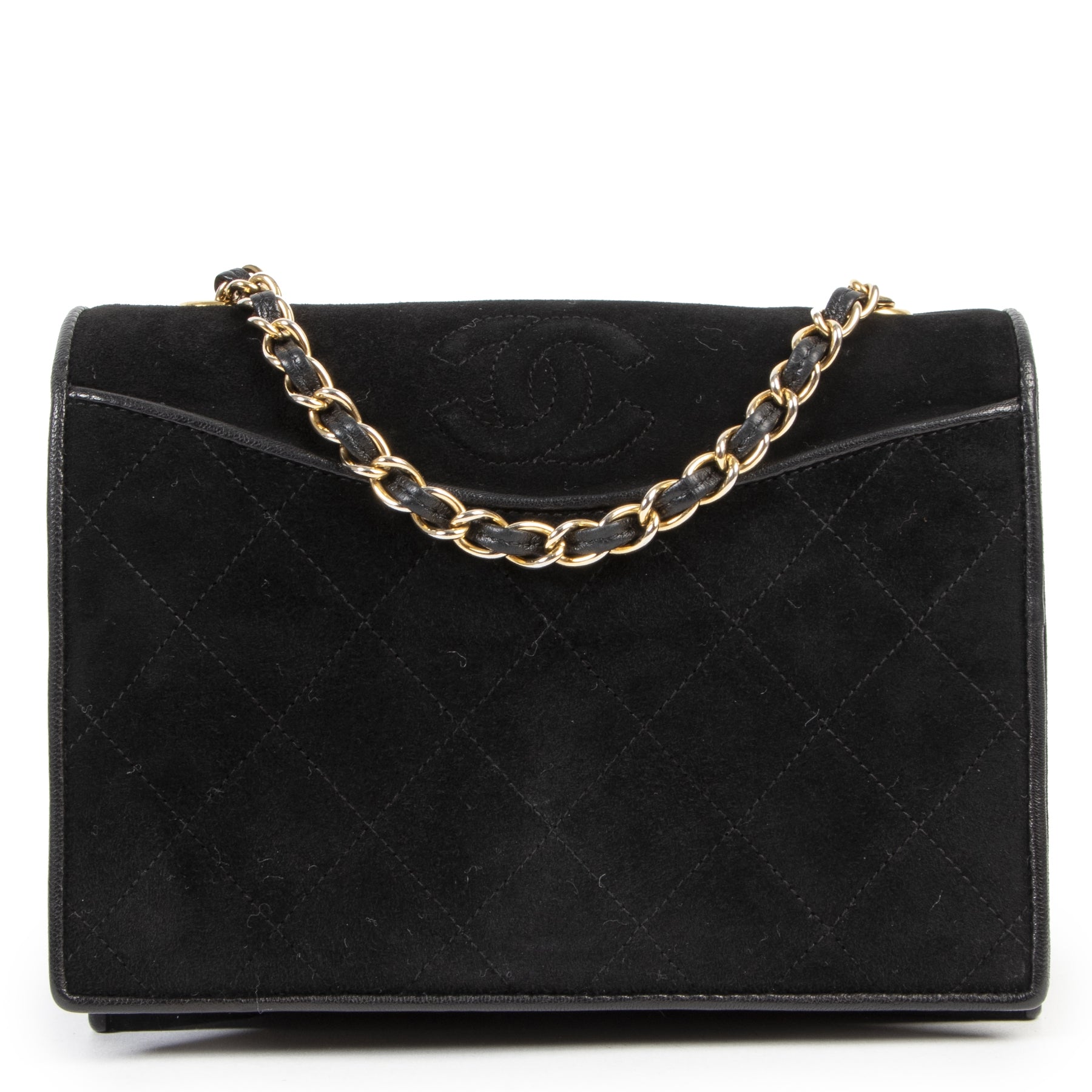 koop online tegen de beste prijs Chanel Vintage Suede Flap Bag