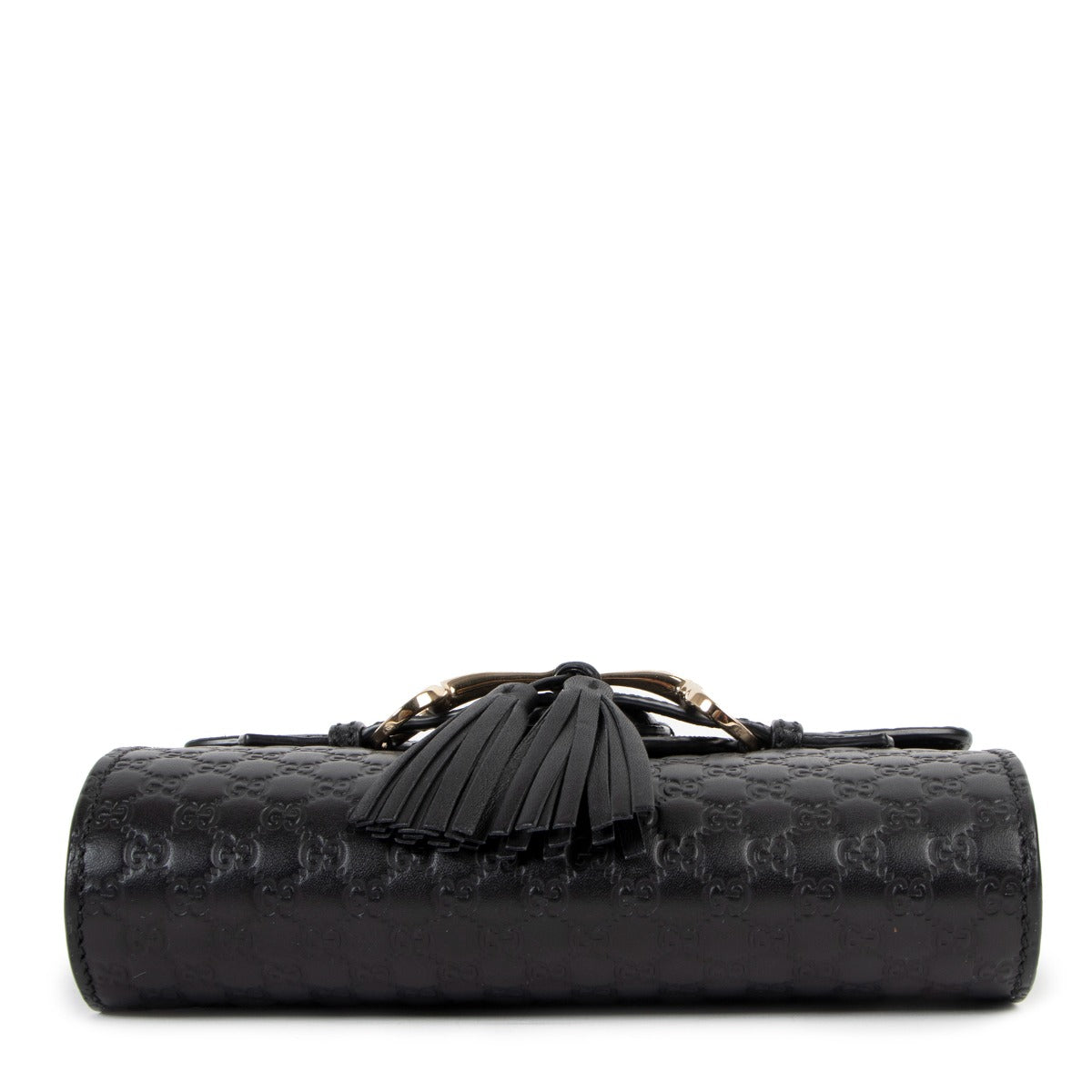 Sac bandoulière Gucci Mini Emily en cuir Microguccissima noir à chaîne