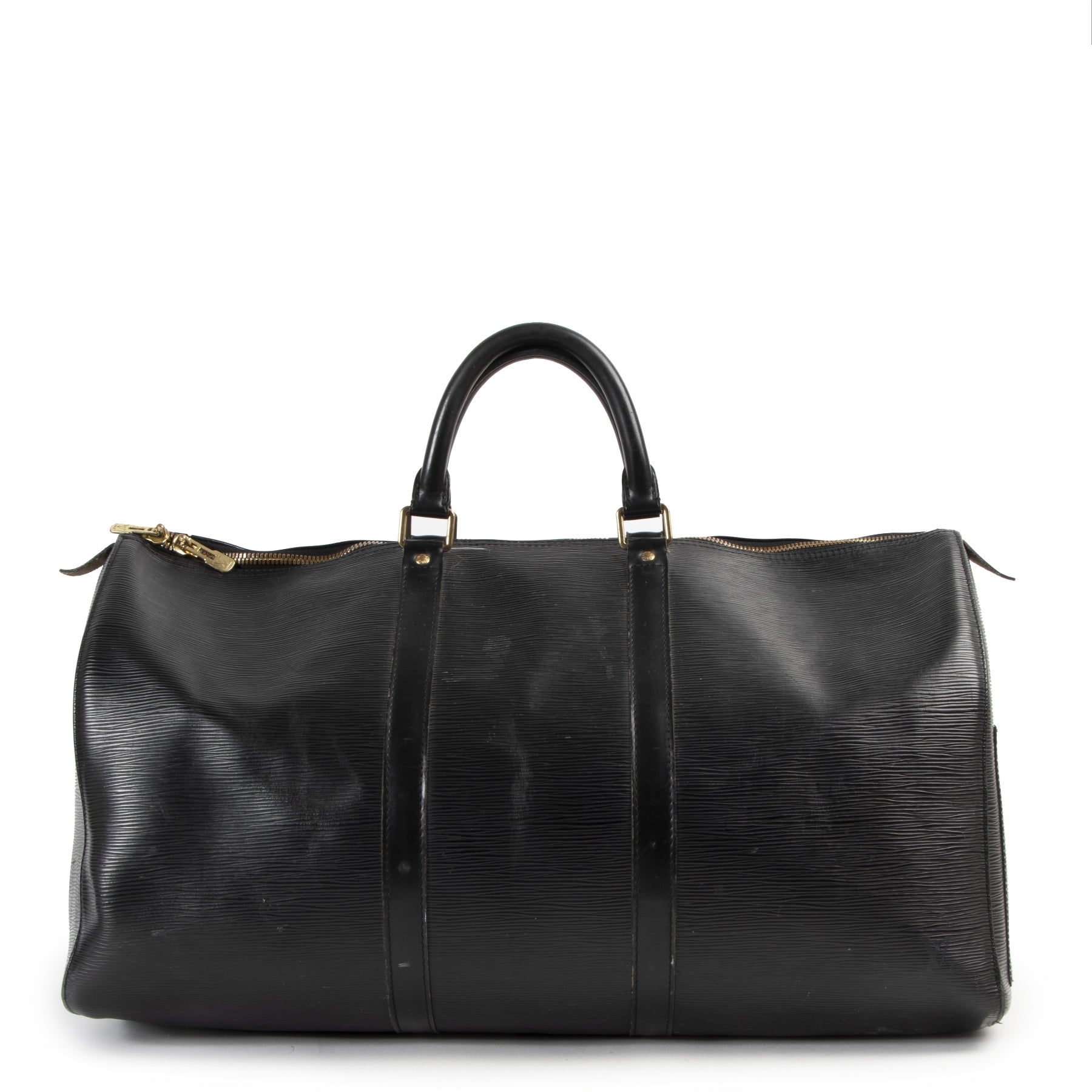 Authentic secondhand Louis Vuitton Black Epi Leather Keepall 55 Travel Bag designer bags fashion luxury vintage webshop safe secure online shopping