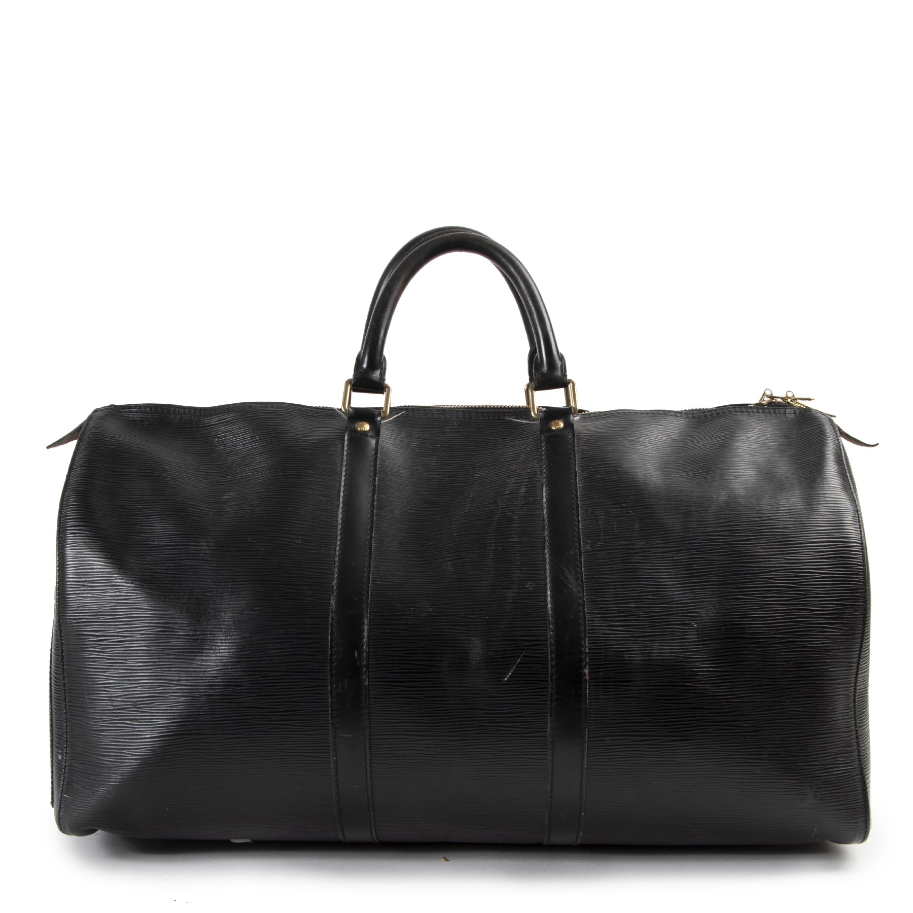 Authentic secondhand Louis Vuitton Black Epi Leather Keepall 55 Travel Bag designer bags fashion luxury vintage webshop safe secure online shopping