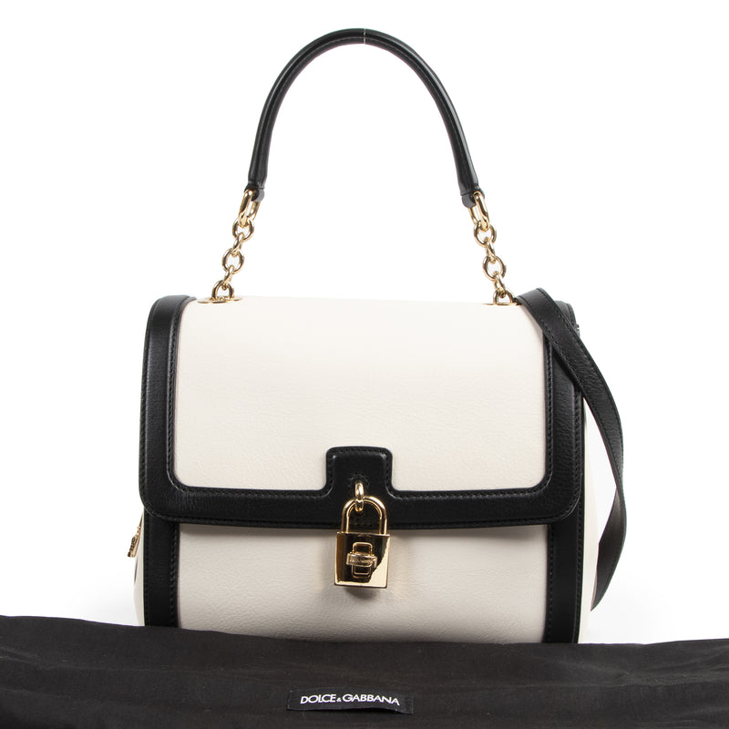 Dolce & Gabbana Black and White Padlock Shoulder Bag