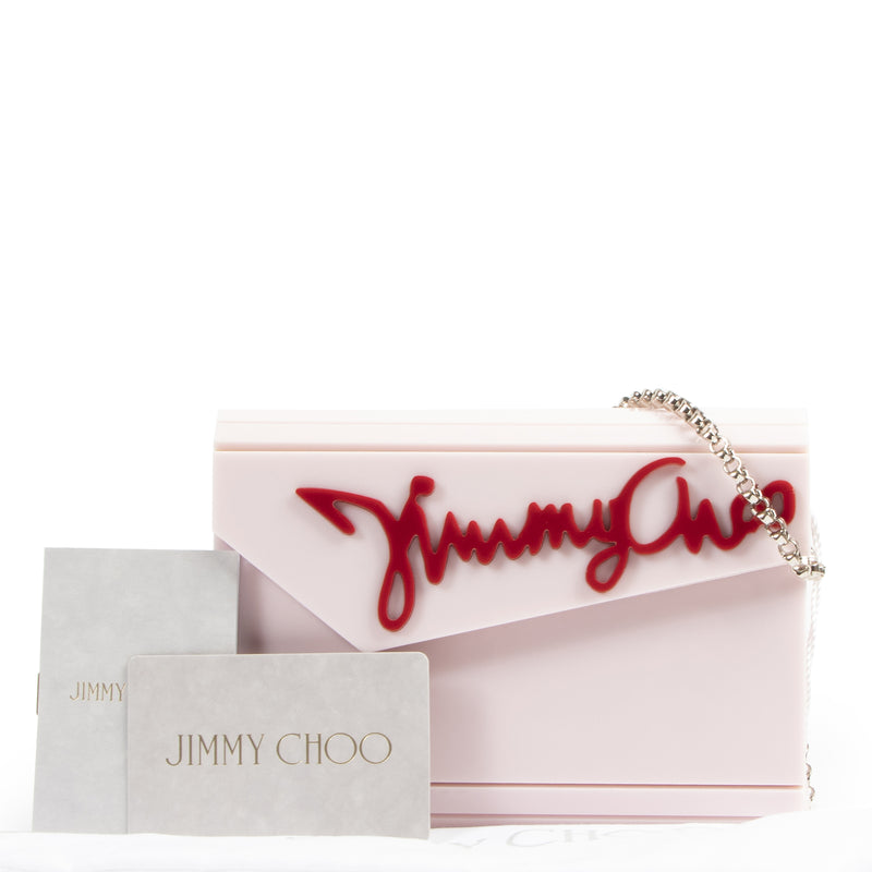 Jimmy Choo Acrylic Pink Logo Box Bag