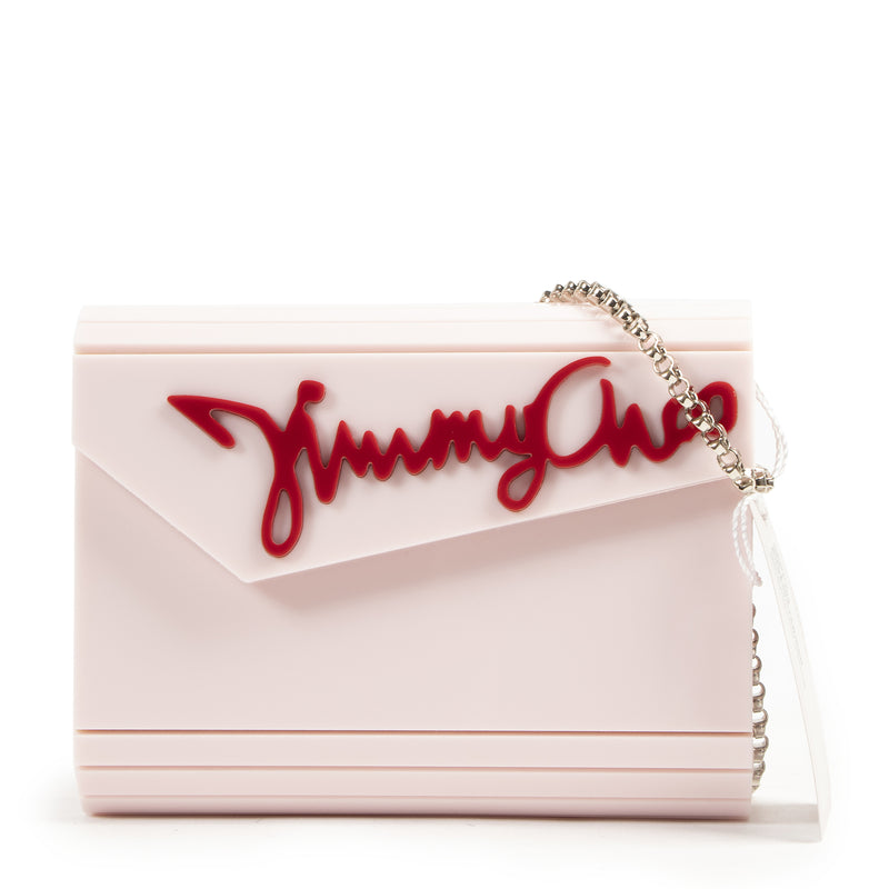 Jimmy Choo Acrylic Pink Logo Box Bag for the best price at Labellov secondhand luxury