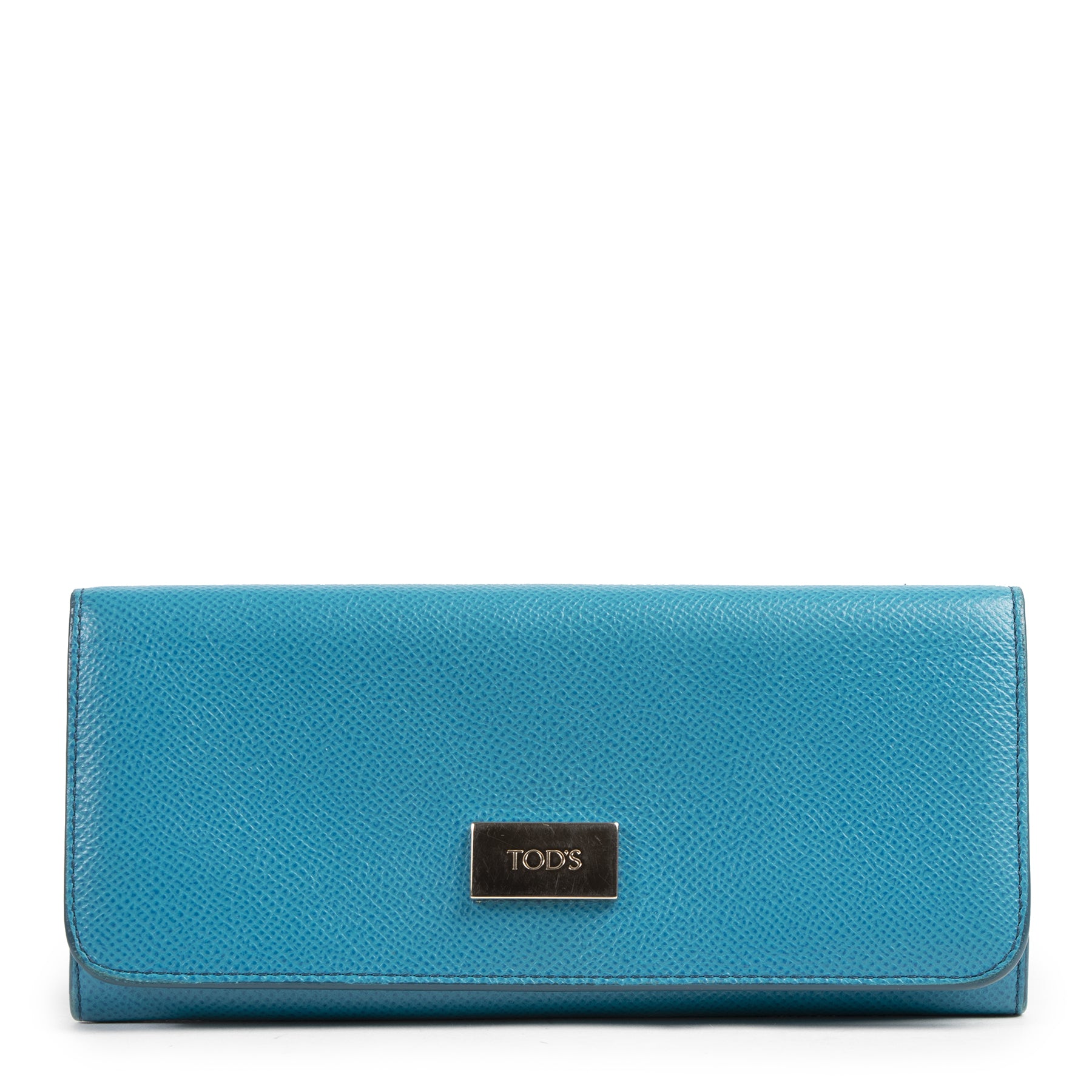 Authentieke Tweedehands Tods Blue Leather Long Wallet juiste prijs veilig online shoppen luxe merken webshop winkelen Antwerpen België mode fashion