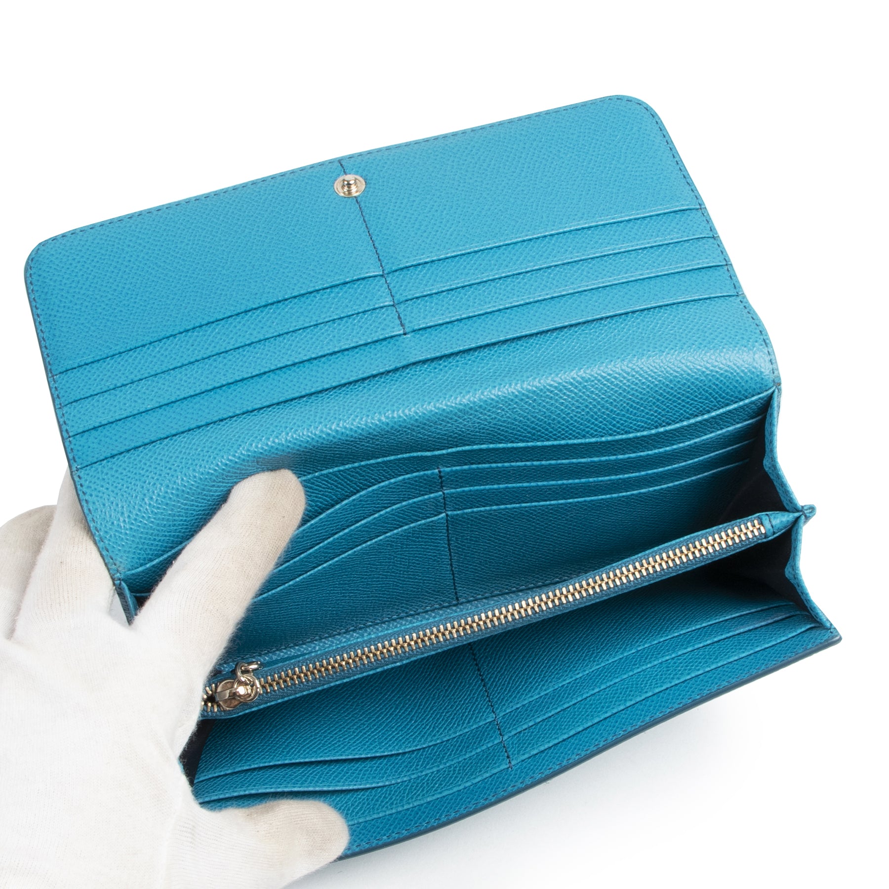 Authentic secondhand Tods Blue Leather Long Wallet designer accessories fashion luxury vintage webshop safe secure online shopping