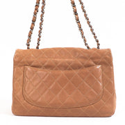 Buy an authentic Chanel Taupe Large Single Flap Bag in very good condition at Labellov in Antwerp.