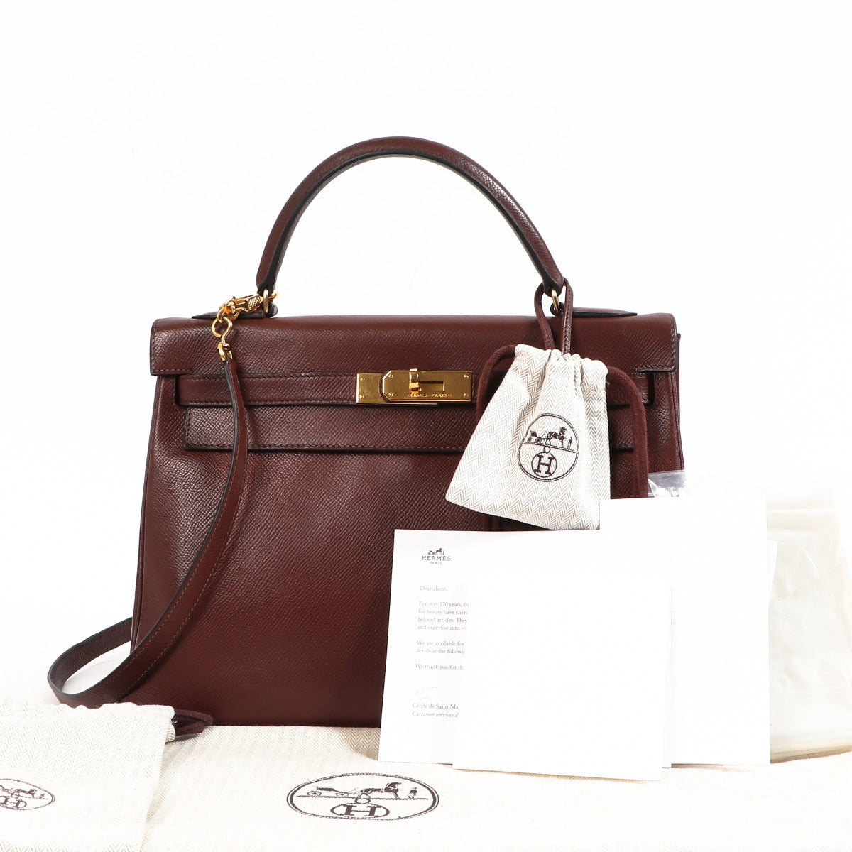 Hermes kelly 32, hermes kelly chocolat, hermes kelly grain lisse, hermes grain lisse, hermes tweedehands kelly, hermes kelly seconde main
