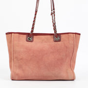 authentic preloved Chanel Red/Pink Canvas Small Deauville Shopper Bag on Labellov.com