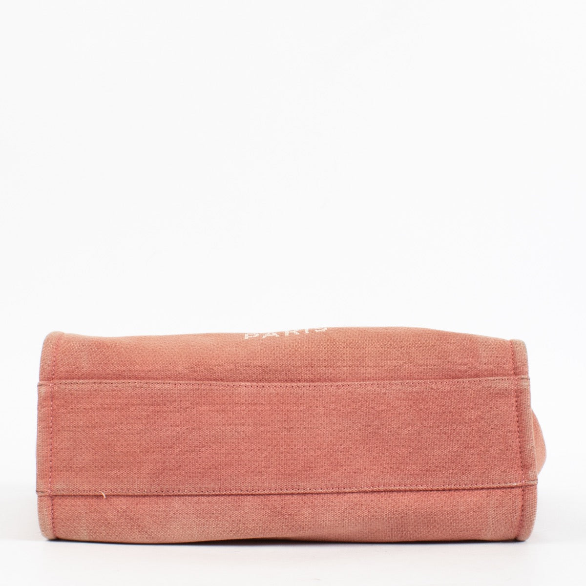 authentic preloved Chanel Red/Pink Canvas Small Deauville Shopper Bag on Labellov.com