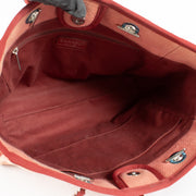 authentic preloved Chanel Red/Pink Canvas Small Deauville Shopper Bag on Labellov.com