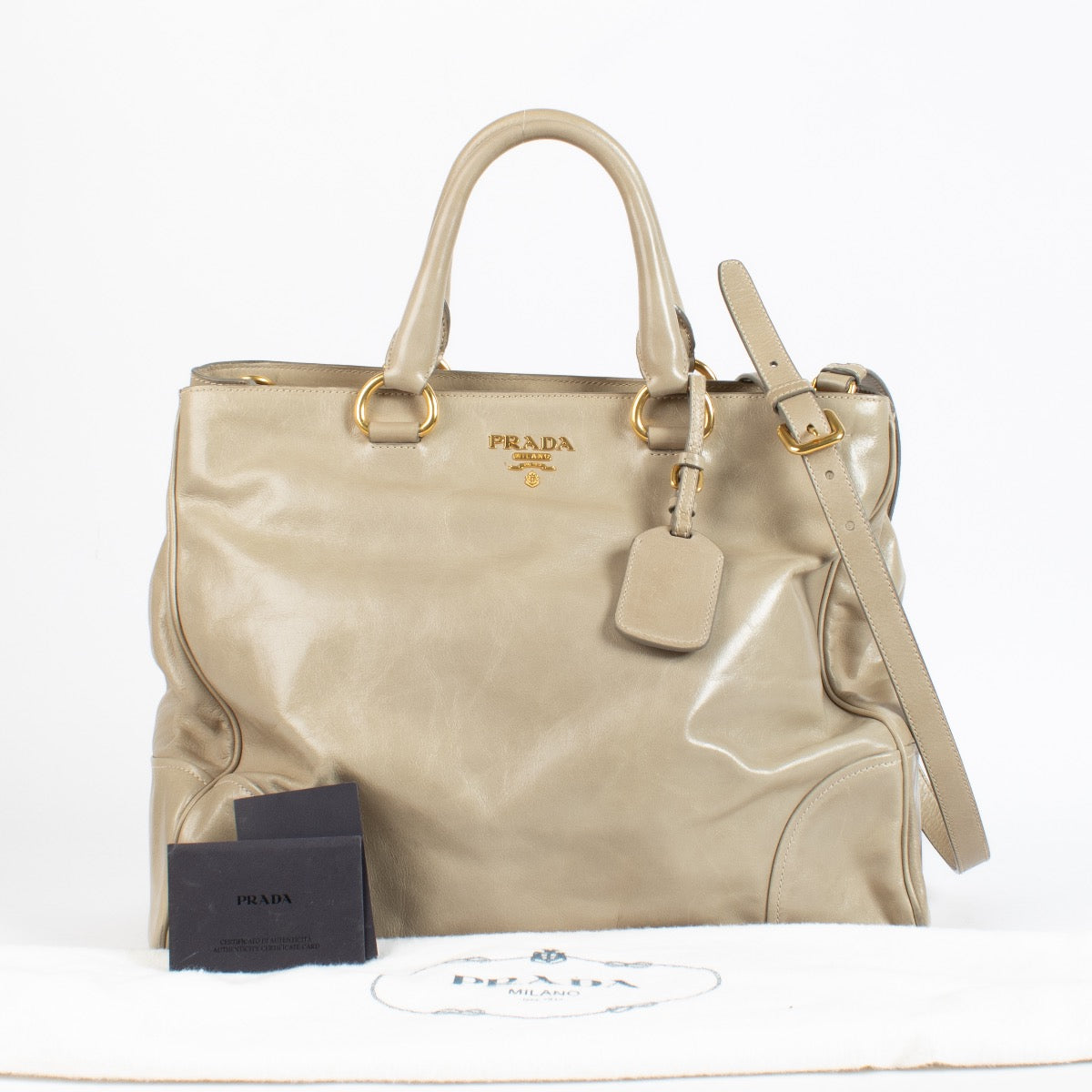 authentic preloved Prada Beige Shopper Bag on Labellov.com