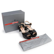 Prada Linea Rossa Black Patent Leather Platform Sandals