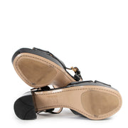 Prada Linea Rossa Black Patent Leather Platform Sandals