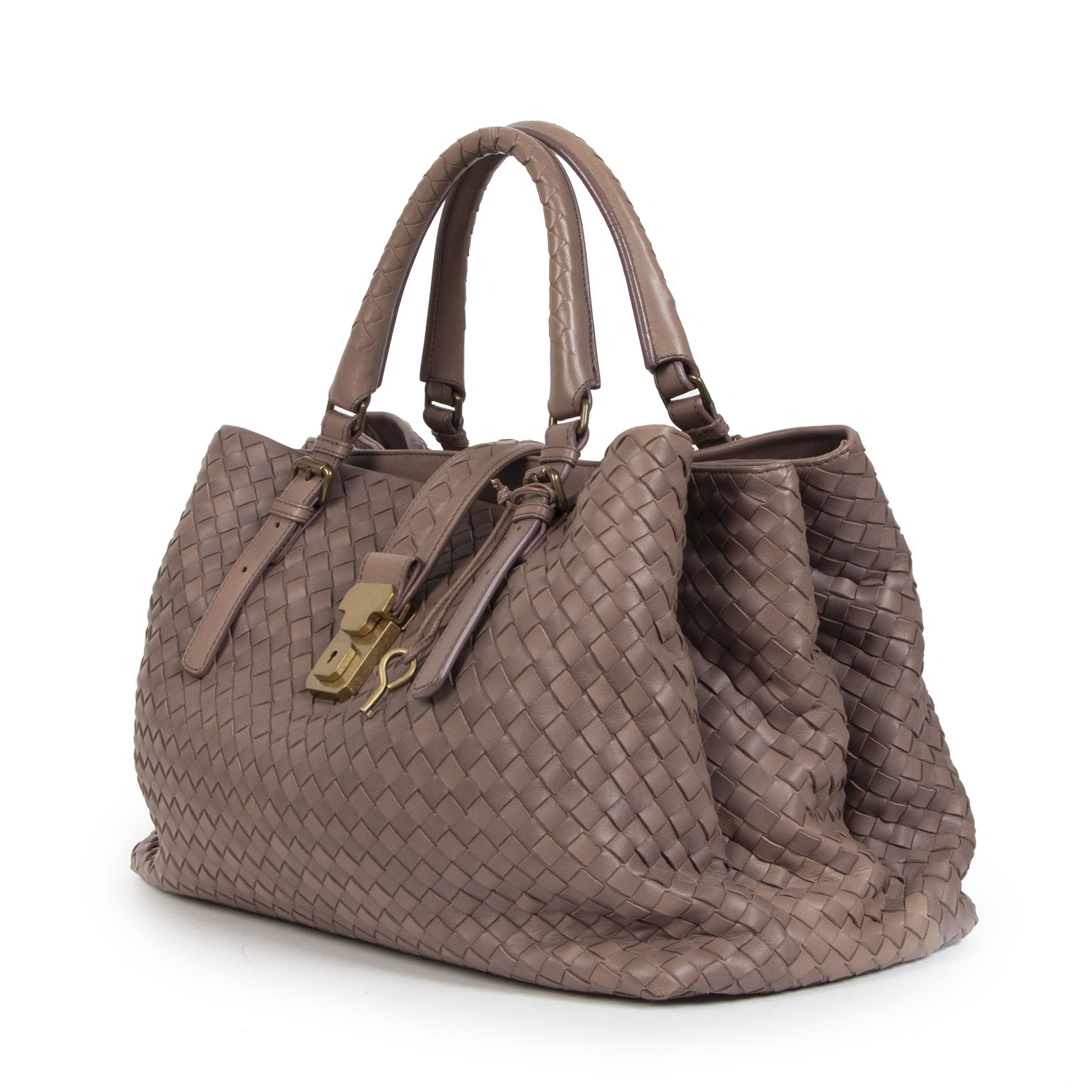 Bottega Veneta Brown Intrecciato Roma Bag for sale at Labellov secondhand luxury in Antwerp