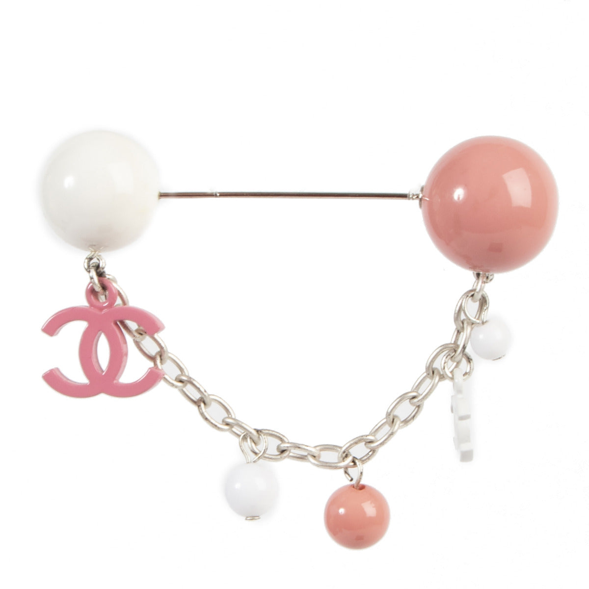 Chanel Pink And White Charm Pin