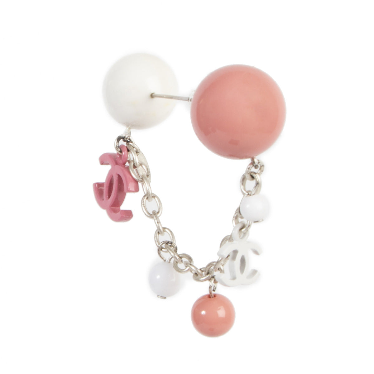 Chanel Pink And White Charm Pin