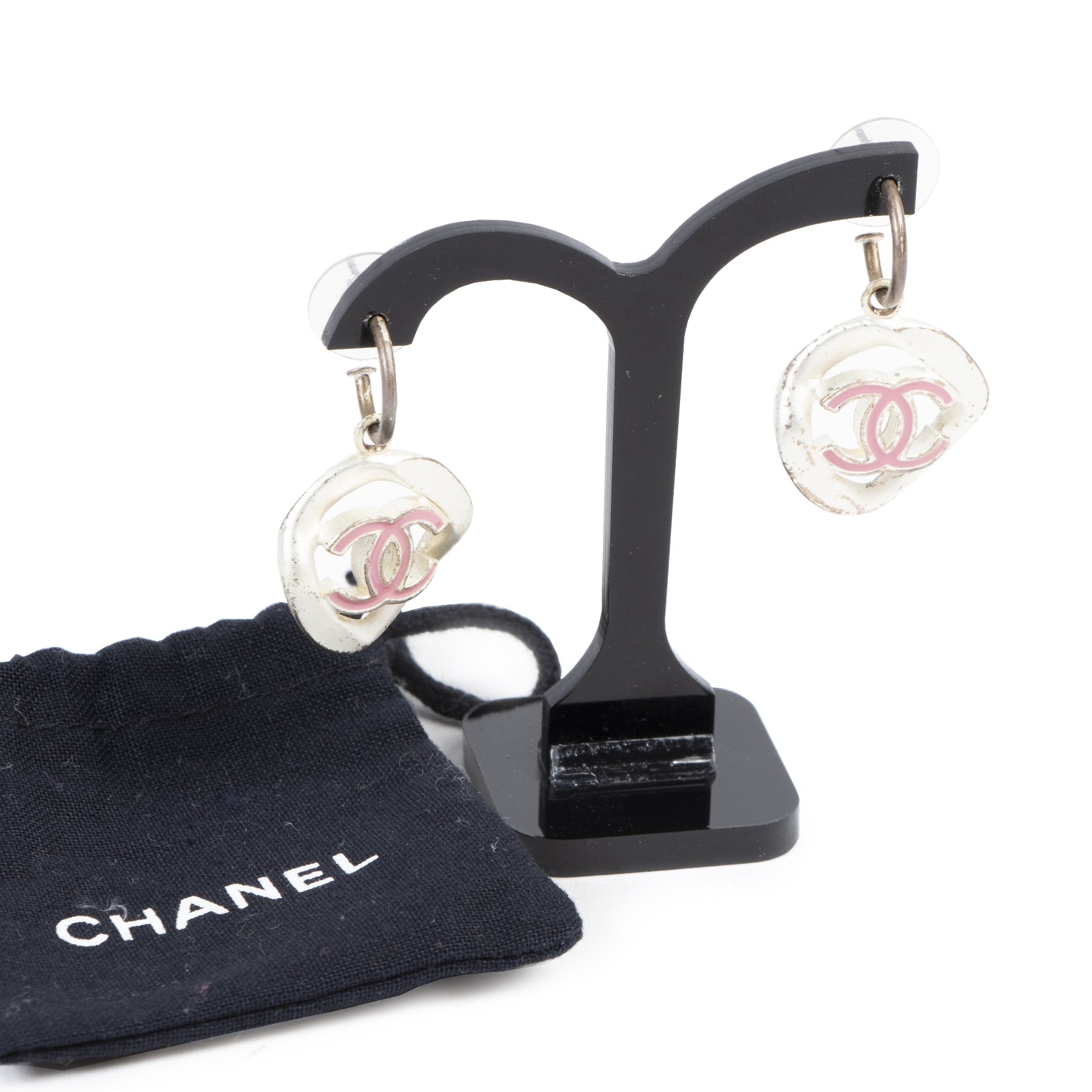 Chanel White And Pink Double CC logo