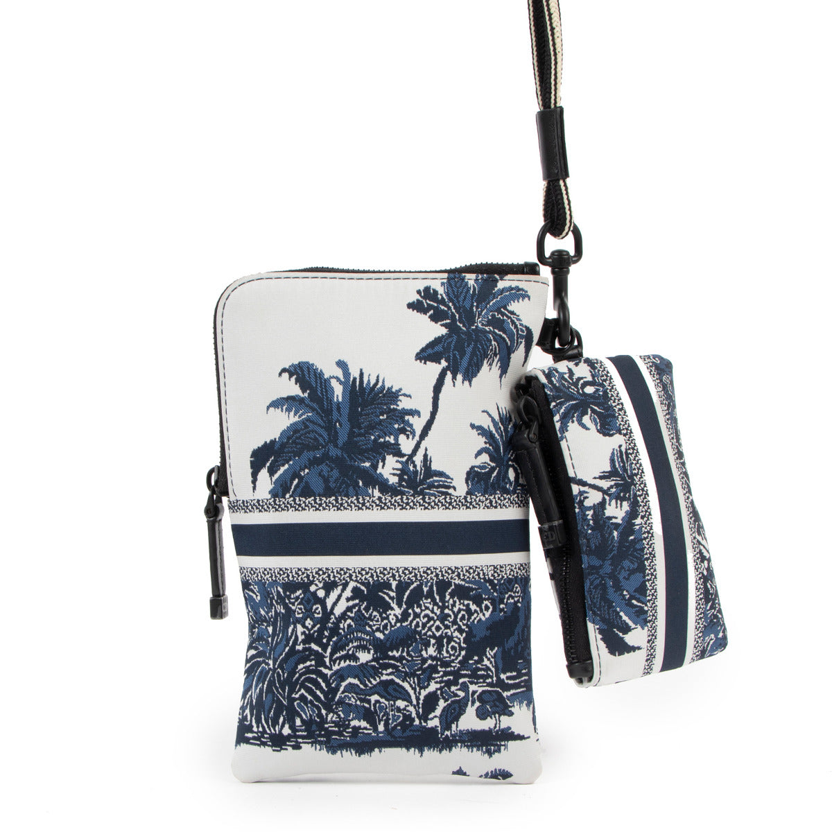 Christian Dior Multifunctional Embroidered Palm Tree Toile Pouch for the best price at Labellov secondhand luxury in Antwerp