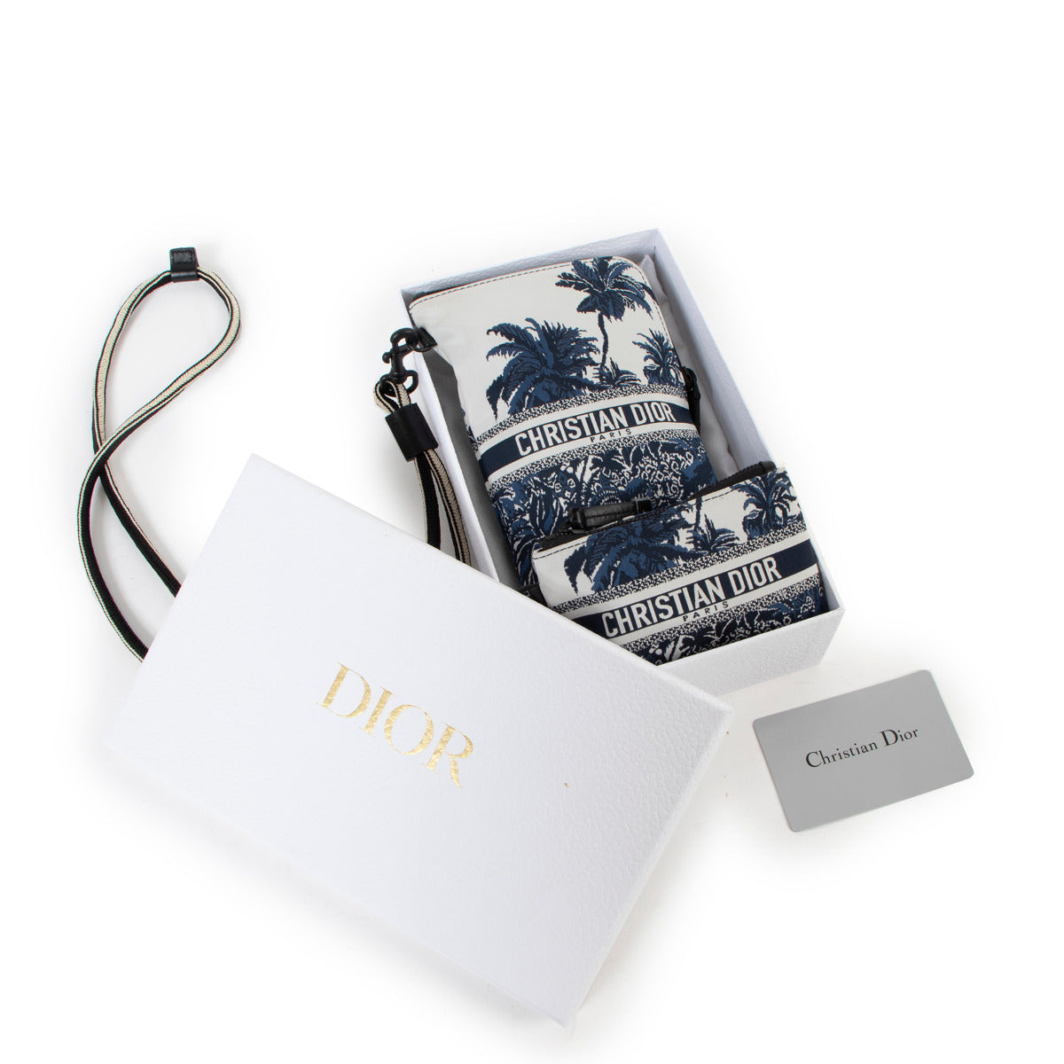 Christian Dior Multifunctional Embroidered Palm Tree Toile Pouch