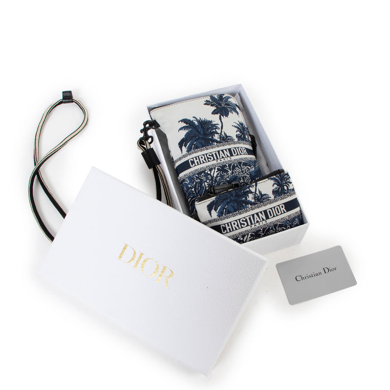 Christian Dior Multifunctional Embroidered Palm Tree Toile Pouch