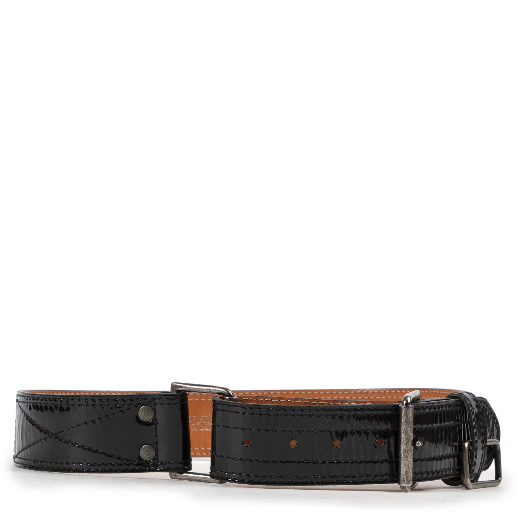 skip the waitinglist shop safe online Dries Van Noten Black Patent Belt - size 75