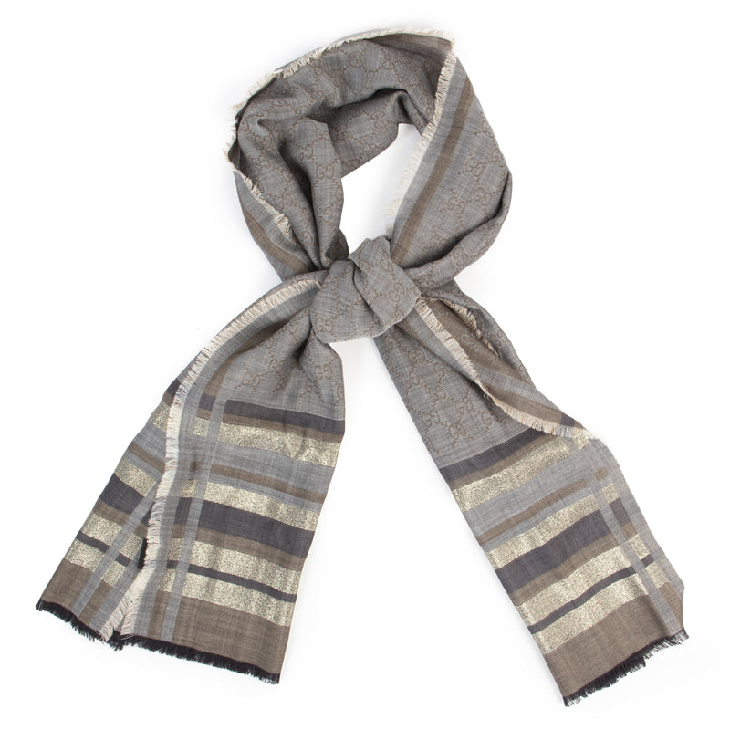 Gucci Grey Monogram Scarf