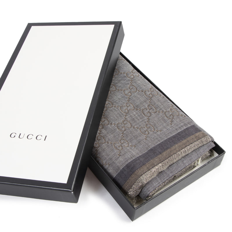 Gucci Grey Monogram Scarf