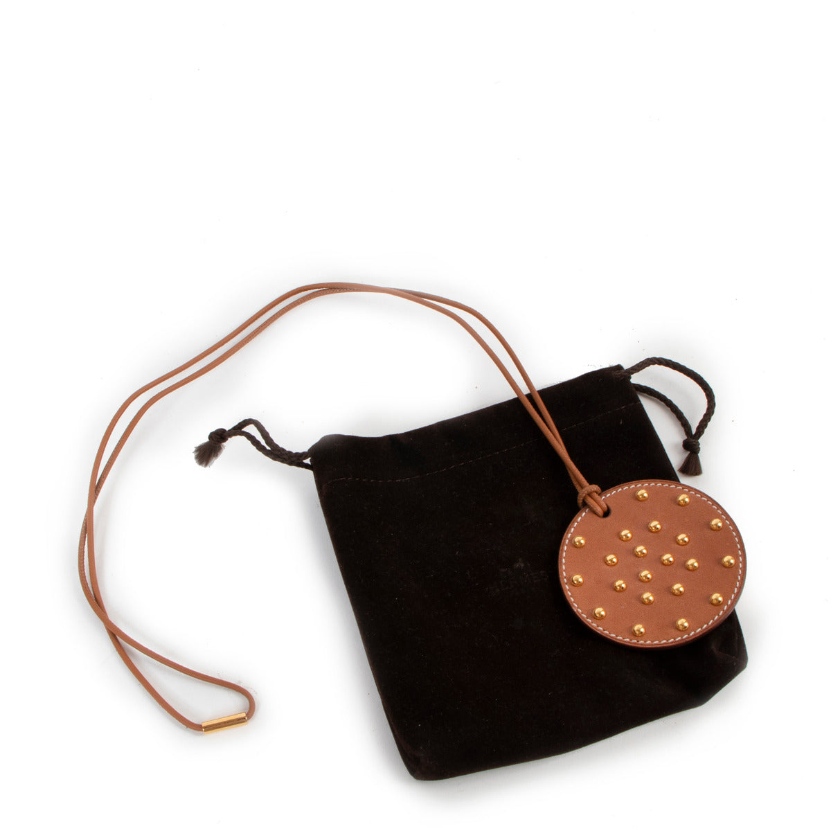 Collier Hermès en cuir doré clouté