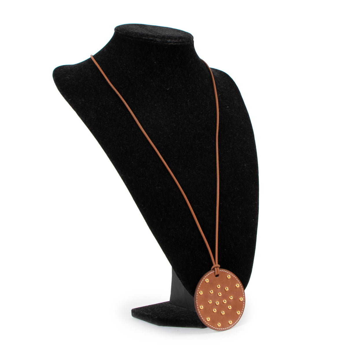 Hermès Gold Leather Stud Necklace